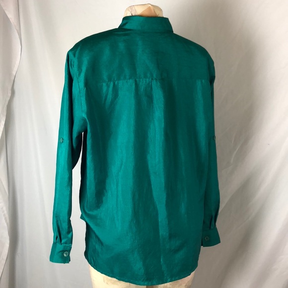 Vtg green long sleeve top 16 - Picture 3 of 4